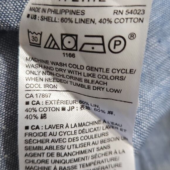 Banana Republic Blue Linen Blend Button-Up Dress Size 4P - Picture 13 of 13